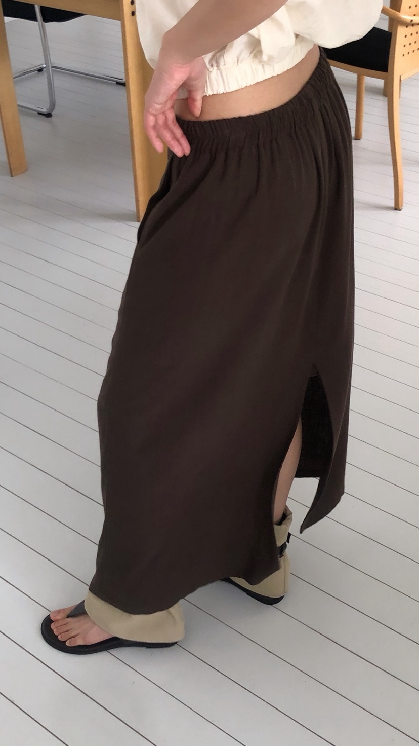 OVER RICH韓國東大門直郵女裝新品26春夏職業長裙亞麻布OVER RICH長裙