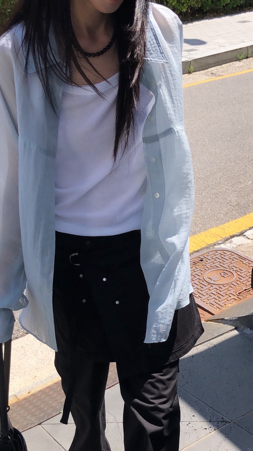 OVER RICH韓國直郵女裝新品推薦休閑26春夏襯衫蕾絲衫透明OVER RICH襯衫/蕾絲衫