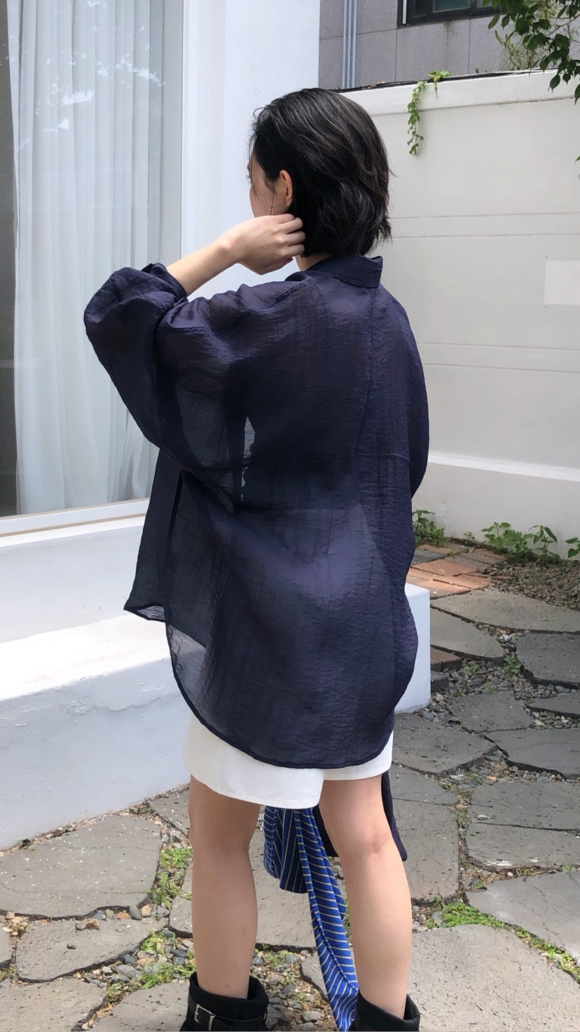 OVER RICH韓國直郵女裝新品推薦休閑26春夏襯衫蕾絲衫透明OVER RICH襯衫/蕾絲衫