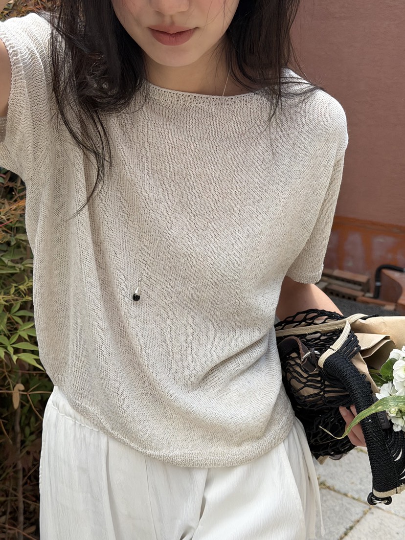 AMY GRACE-A韓國東大門代購女裝新品休閑26春夏針織衫船領AMY GRACE針織衫圖色1
