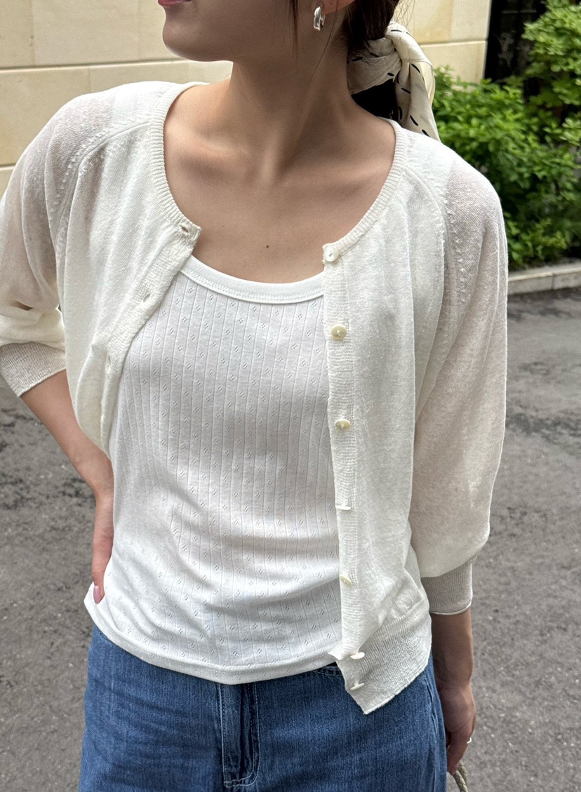 AMY GRACE-A韓國東大門代購女士新品推薦26夏季針織衫亞麻AMY GRACE針織衫
