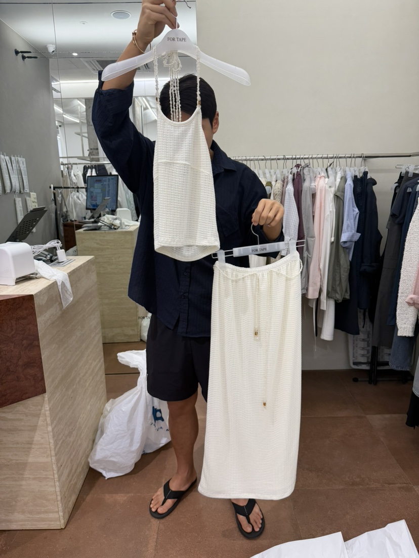 FOR TAPE東大門實拍韓國女裝新款熱賣休閑職業長裙含腰繩FOR TAPE長裙