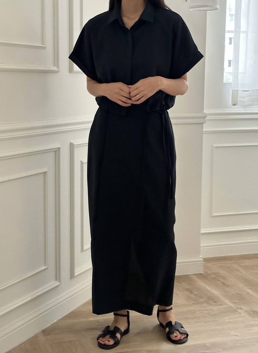 LE VASE韓國直郵實拍女裝新品熱賣26春夏職業長裙含腰帶LE VASE長裙