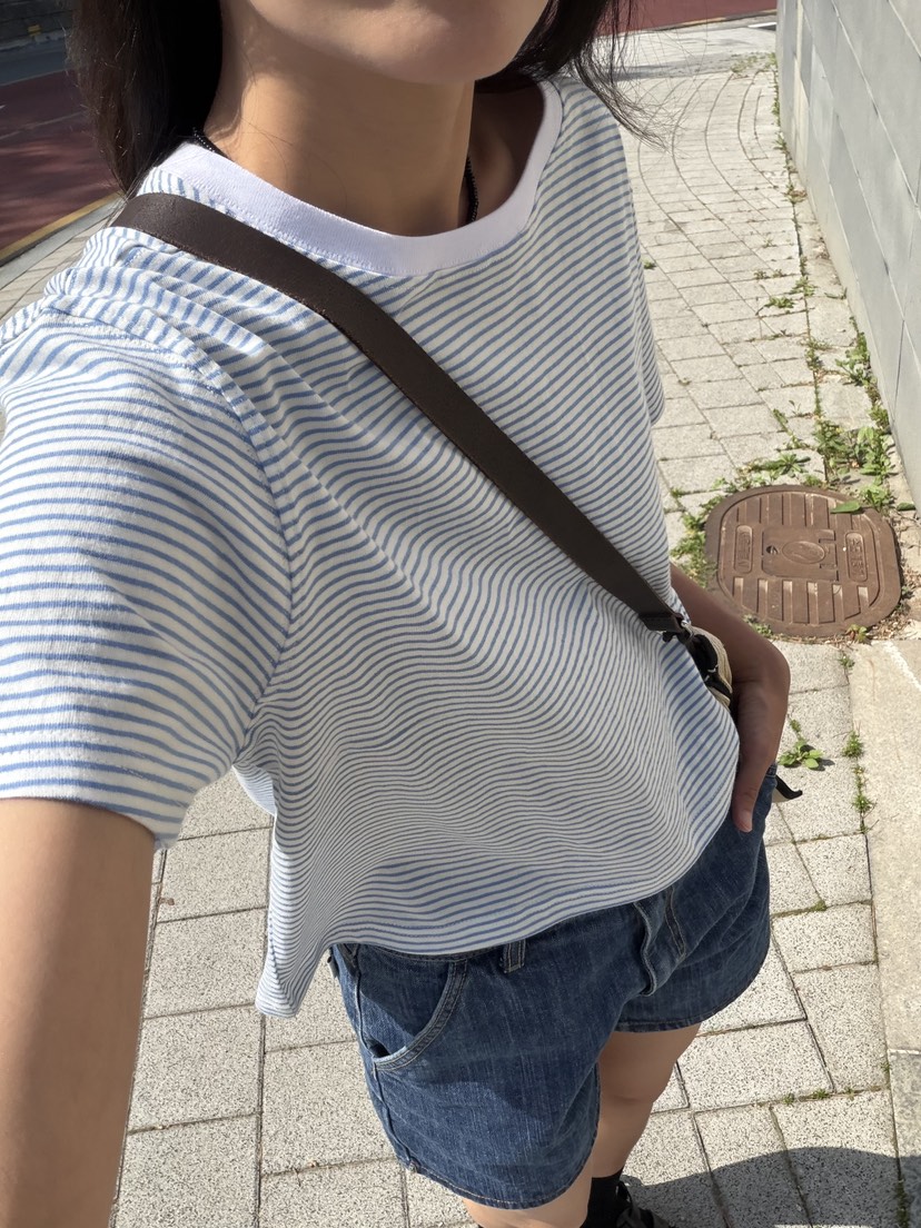 AMY GRACE-A韓國直郵女裝新款熱賣26春夏推薦26夏季T恤條紋AMY GRACET恤