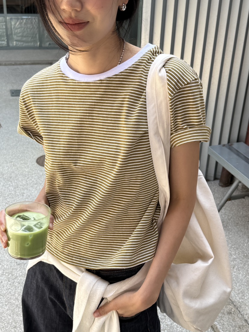 AMY GRACE-A韓國直郵女裝新款熱賣26春夏推薦26夏季T恤條紋AMY GRACET恤