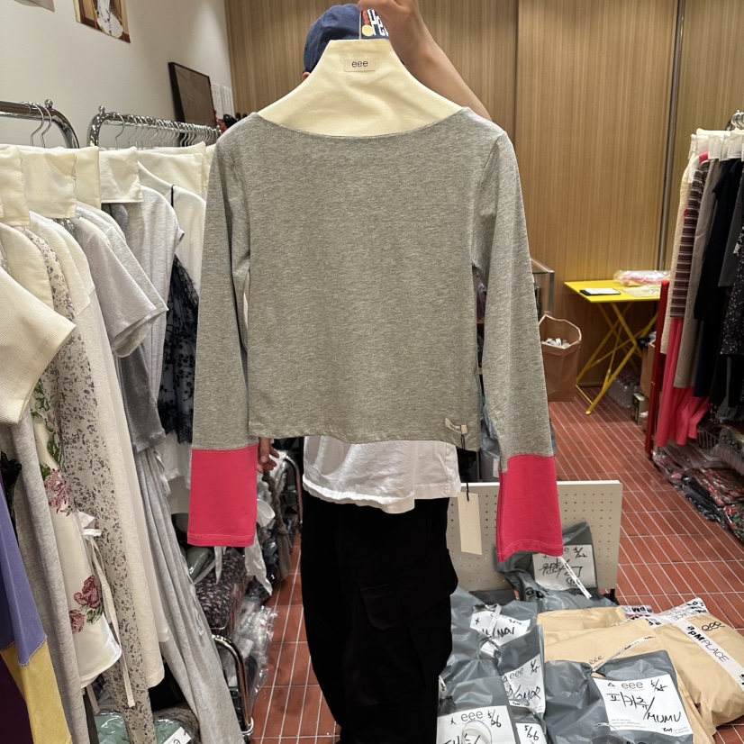EEE韓國東大門直郵女裝新品26夏季26春夏熱賣長袖T恤露肩EEE長袖T恤圖色2