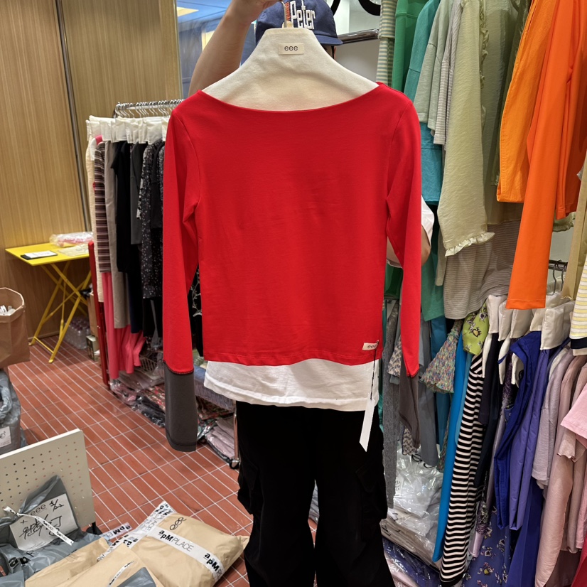 EEE韓國東大門直郵女裝新品26夏季26春夏熱賣長袖T恤露肩EEE長袖T恤圖色3