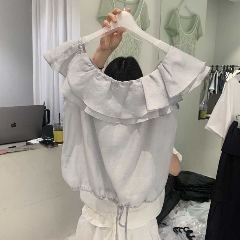 AUBE韓國直郵女裝新款推薦26夏季休閑時尚襯衫蕾絲衫兩面穿AUBE襯衫/蕾絲衫