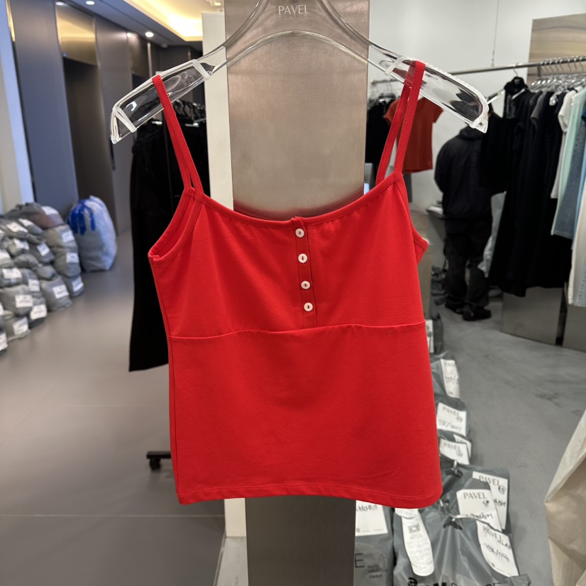 PAVEL韓國代購女裝新品推薦26春夏職業休閑吊帶背心無袖紐扣PAVEL吊帶/背心圖色3
