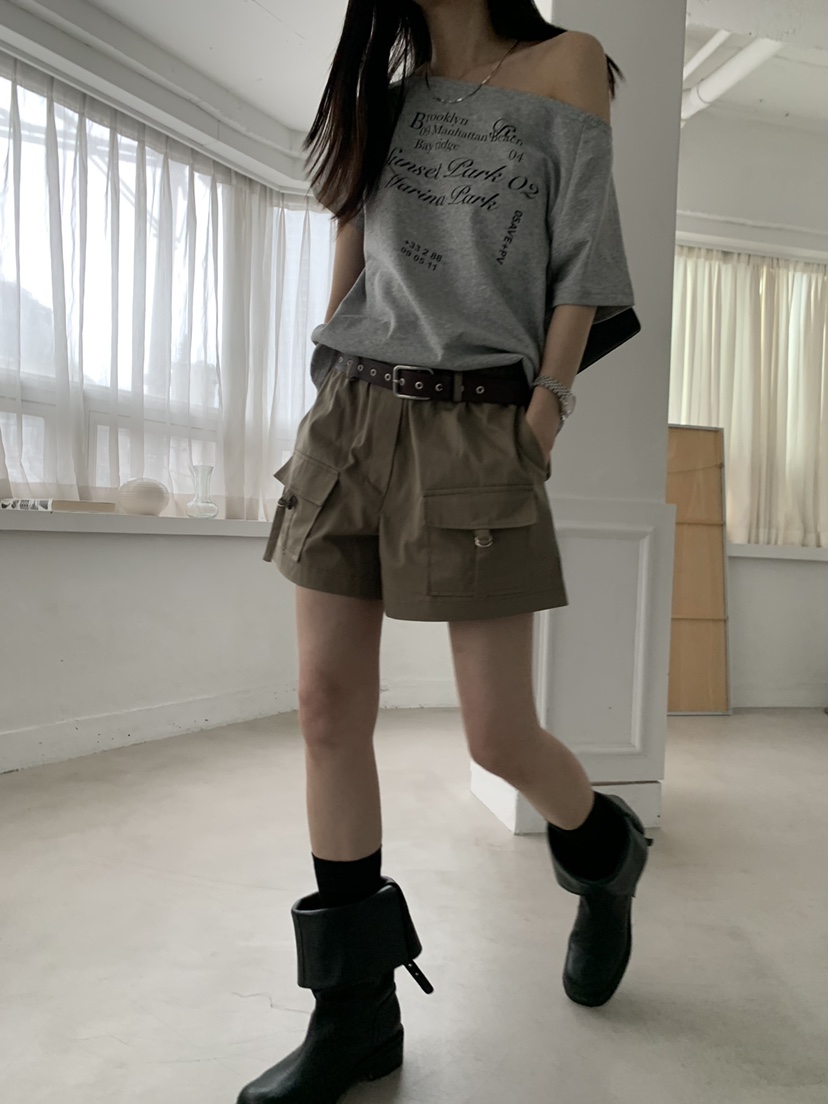 TRUE東大門實拍韓國女裝新款休閑26夏季職業時尚短褲口袋TRUE短褲