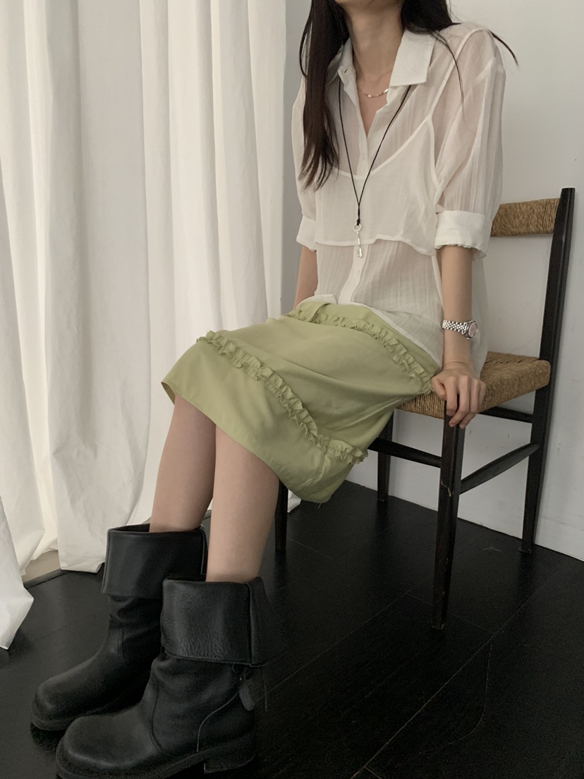 TRUE東大門實拍韓國女裝新款人氣26春夏時尚休閑襯衫蕾絲衫TRUE襯衫/蕾絲衫