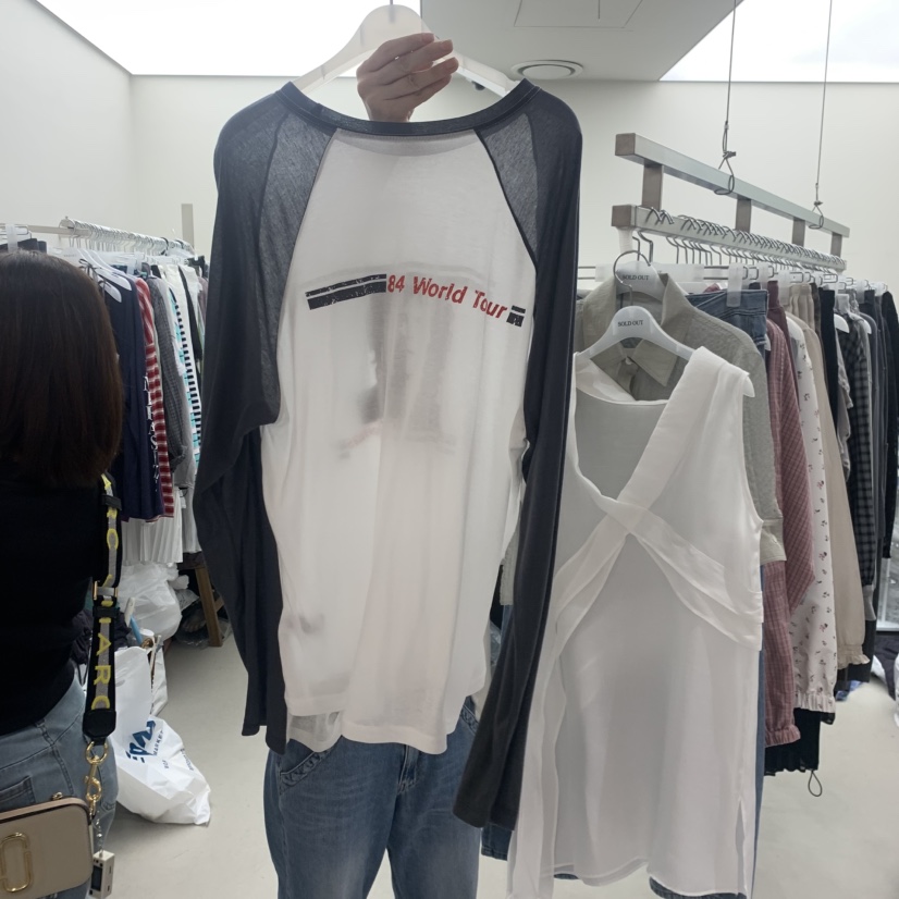 SOLD OUT韓國直郵女裝新款26夏季職業26春夏長袖T恤插肩袖SOLD OUT長袖T恤