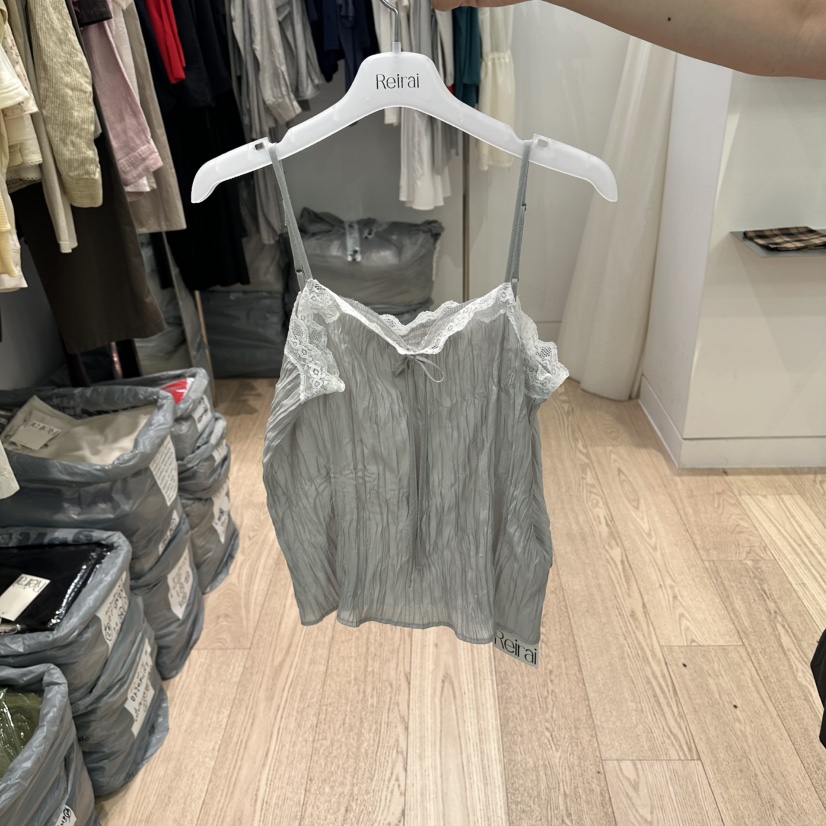 REIRAI韓國直郵實拍女士新品熱賣時尚吊帶背心蕾絲褶皺無袖Reirai吊帶/背心圖色3