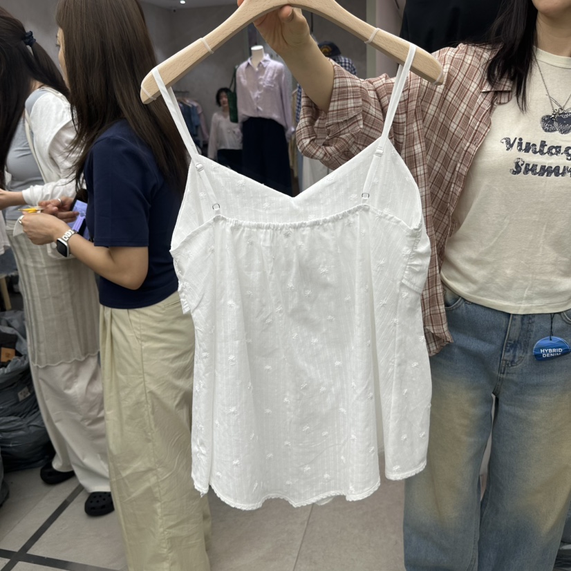 I MFACT韓國直郵實拍女裝新款推薦吊帶背心褶皺無袖緞帶I MFACT吊帶/背心
