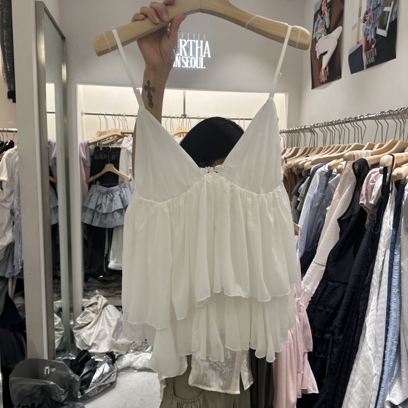 BERTHA韓國直郵實拍女裝新品休閑職業時尚26春夏吊帶背心褶皺BERTHA吊帶/背心圖色1