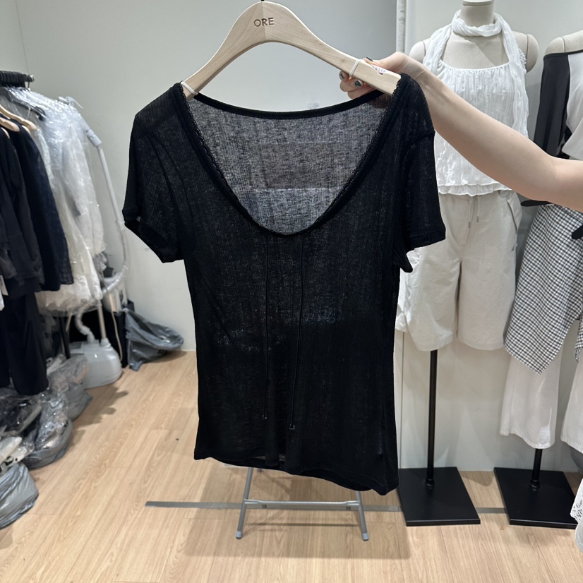ORE-P韓國直郵女士新品人氣熱賣休閑推薦時尚T恤蕾絲寬松ORET恤圖色3