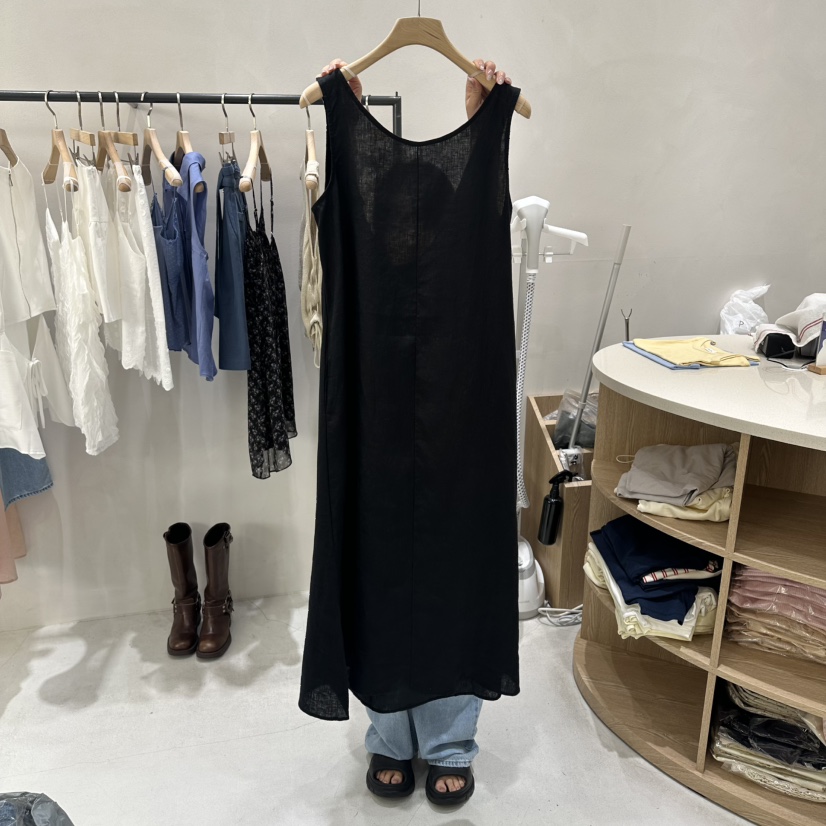 AURA韓國直郵女裝新品時尚推薦熱賣休閑26春夏連衣裙亞麻Au ra連衣裙圖色2