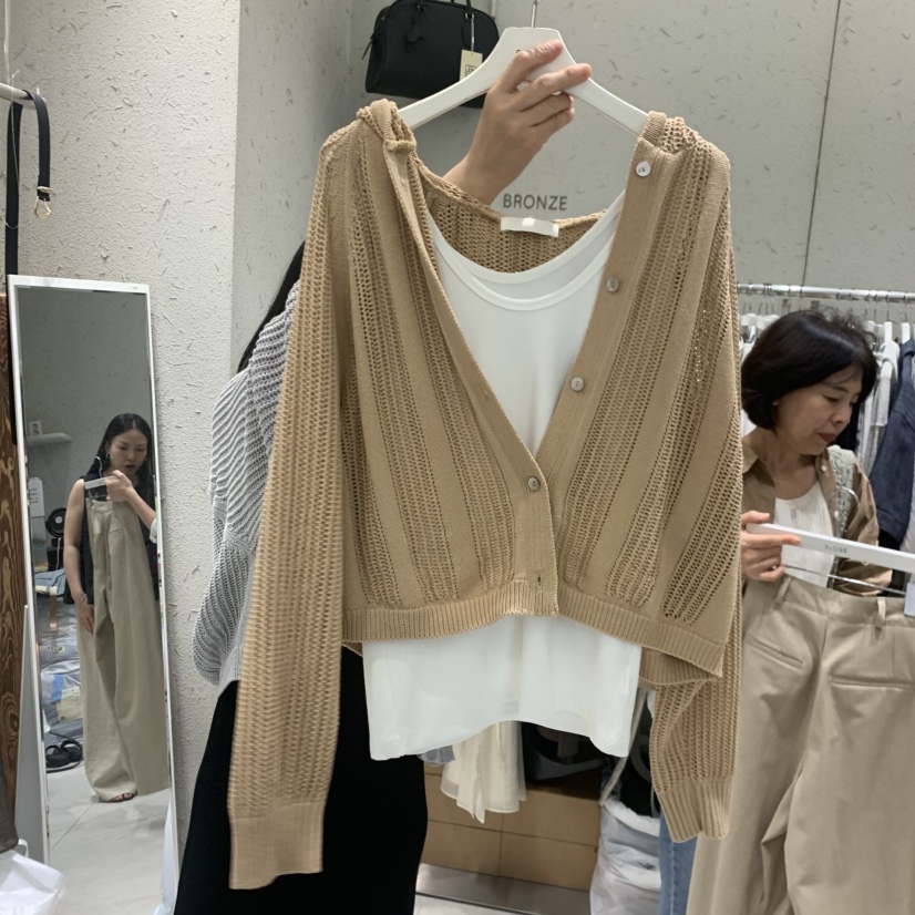 BRONZE東大門實拍韓國女士新品休閑針織衫連帽針織衫不含內搭BRONZE針織衫圖色2