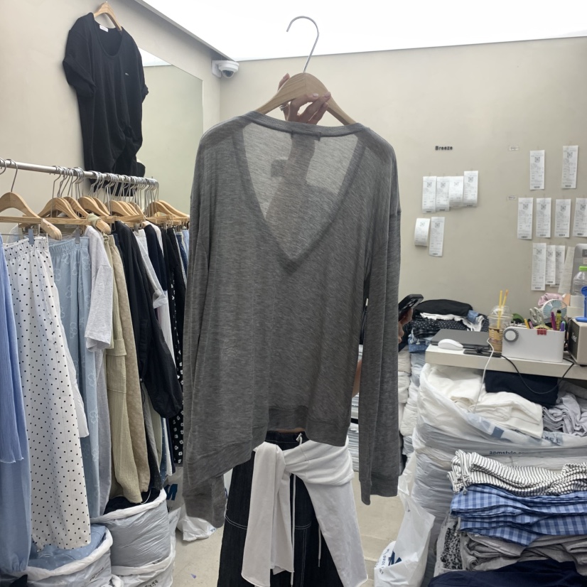 BREEZE韓國東大門直郵女裝新品推薦職業休閑人氣長袖T恤透視BREEZE長袖T恤
