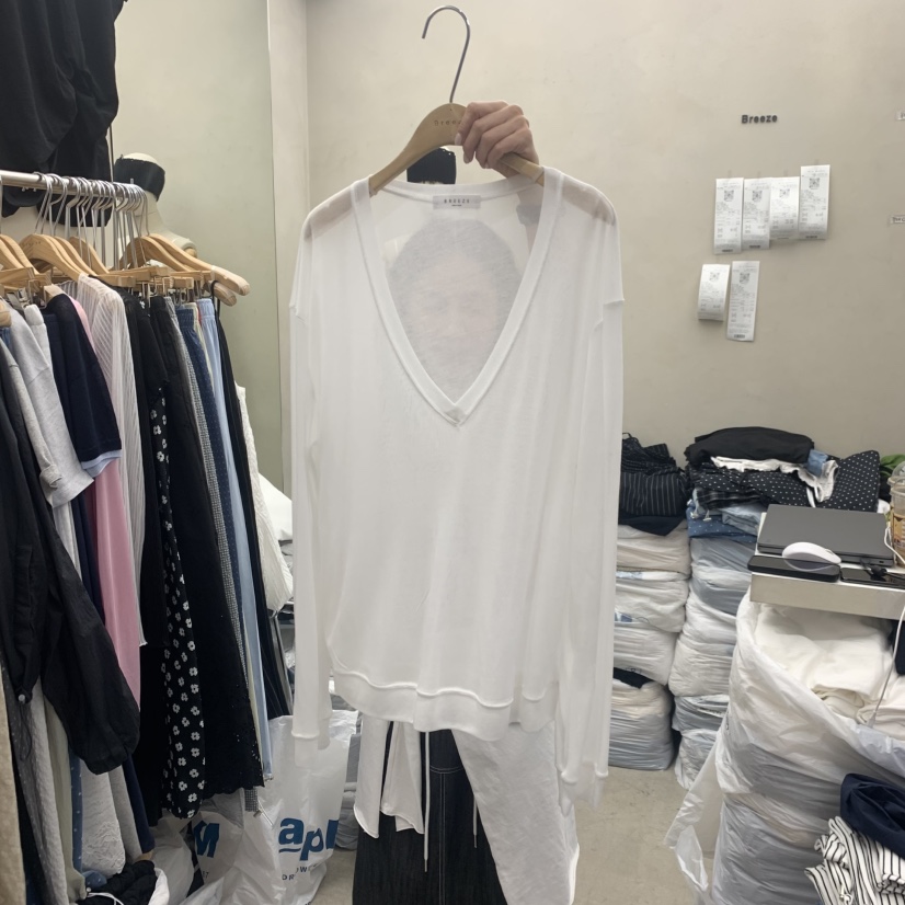 BREEZE韓國東大門直郵女裝新品推薦職業休閑人氣長袖T恤透視BREEZE長袖T恤圖色3