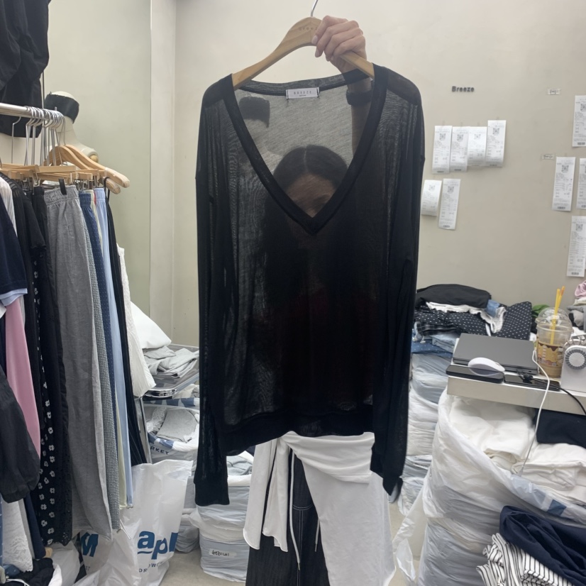 BREEZE韓國東大門直郵女裝新品推薦職業休閑人氣長袖T恤透視BREEZE長袖T恤圖色4