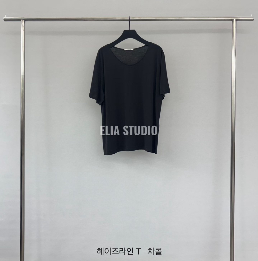 ELIA韓國直郵女士新款時尚熱賣休閑職業26春夏26夏季人氣T恤ELIAT恤圖色4墨色