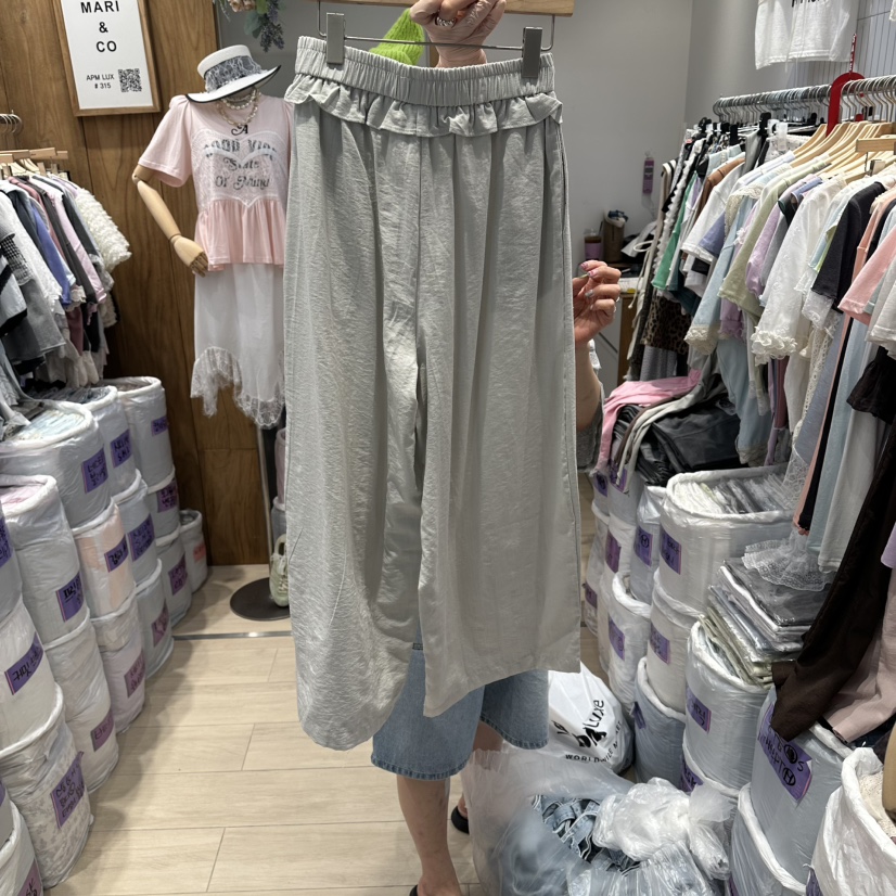 MARI CO韓國代購女裝新款26春夏26夏季人氣休閑褲荷葉邊MARI CO休閑褲