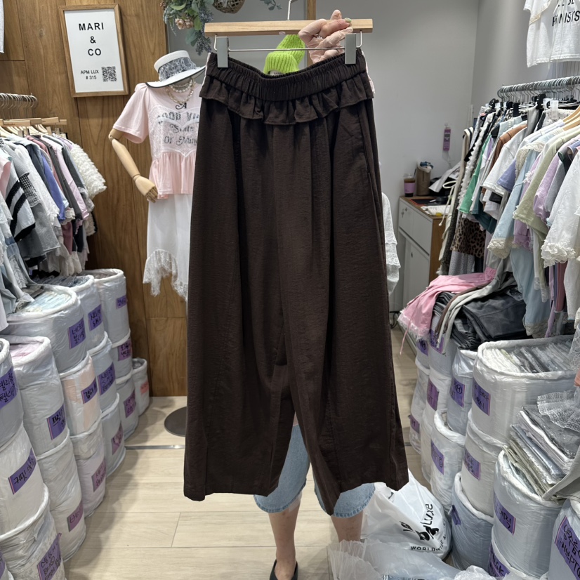 MARI CO韓國代購女裝新款26春夏26夏季人氣休閑褲荷葉邊MARI CO休閑褲圖色2