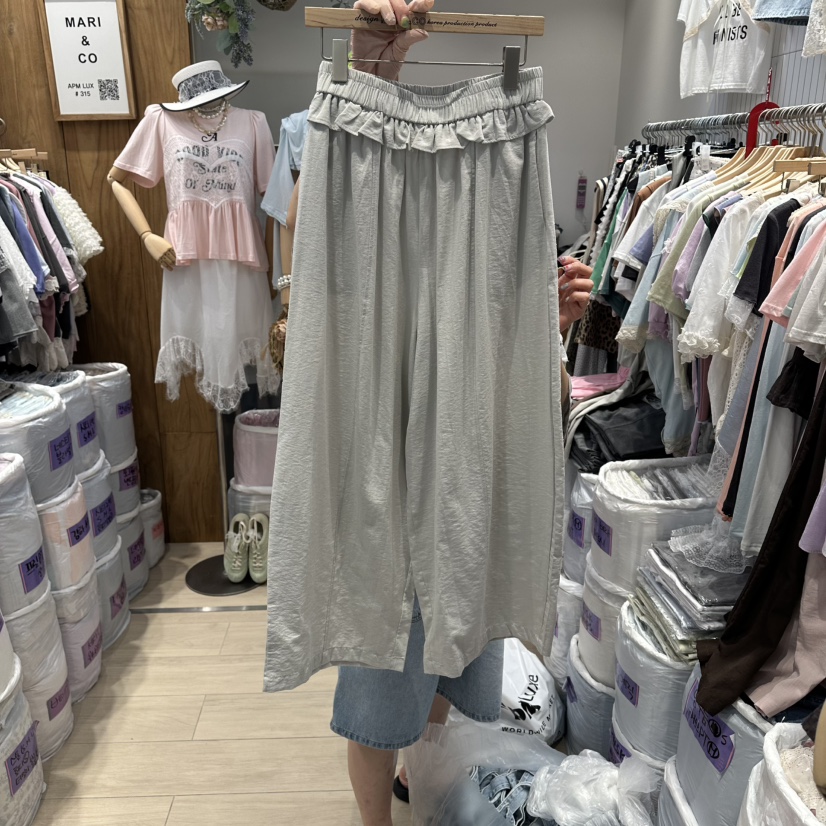MARI CO韓國代購女裝新款26春夏26夏季人氣休閑褲荷葉邊MARI CO休閑褲圖色3
