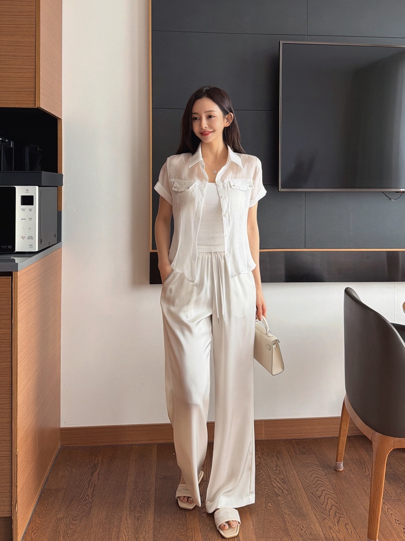 CLOTH東大門實拍韓國女士新款26夏季襯衫蕾絲衫不含內搭口袋CLOTH襯衫/蕾絲衫