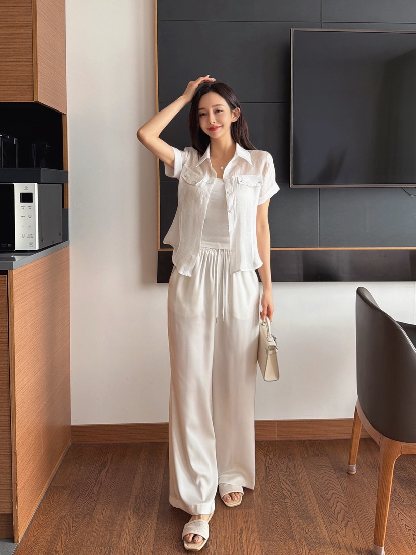 CLOTH東大門實拍韓國女士新款26夏季襯衫蕾絲衫不含內搭口袋CLOTH襯衫/蕾絲衫