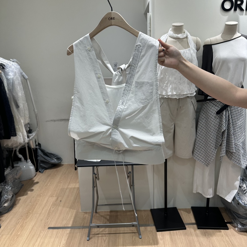ORE-P韓國直郵女裝新品熱賣職業休閑人氣26春夏馬甲假兩件ORE馬甲圖色2灰色