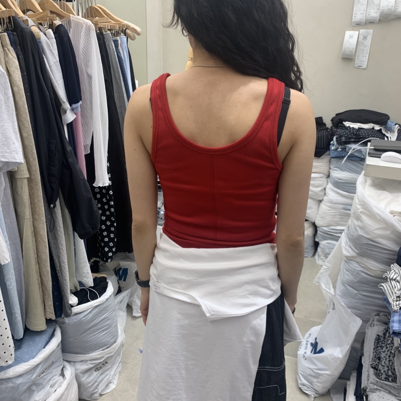 BREEZE韓國東大門代購女士新品熱賣人氣26春夏吊帶背心U領羅紋BREEZE吊帶/背心