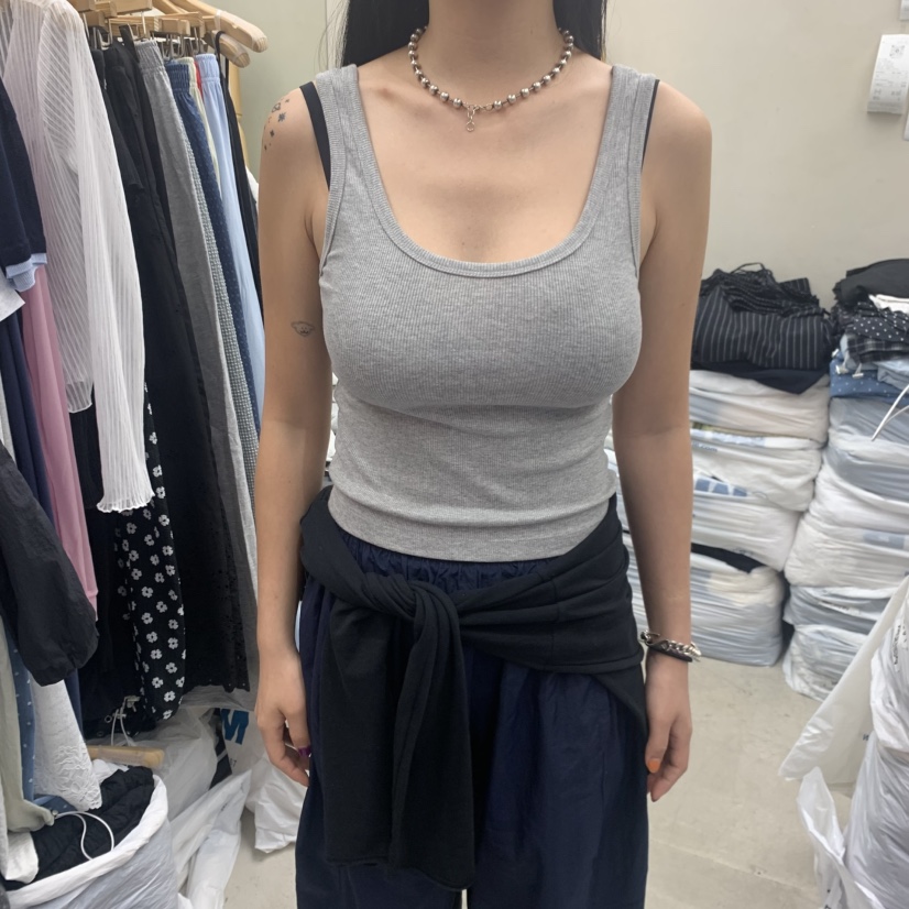BREEZE韓國東大門代購女士新品熱賣人氣26春夏吊帶背心U領羅紋BREEZE吊帶/背心圖色2