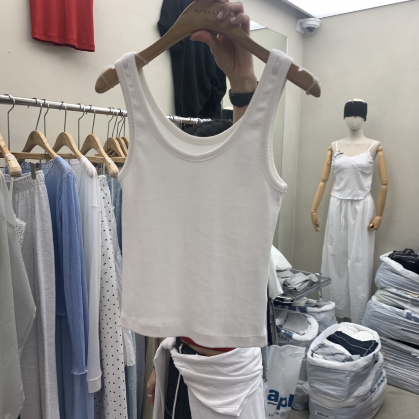 BREEZE韓國東大門代購女士新品熱賣人氣26春夏吊帶背心U領羅紋BREEZE吊帶/背心圖色3