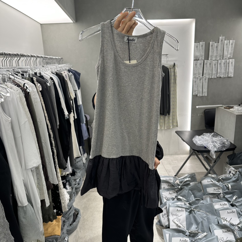 ANDE韓國東大門代購女士新品熱賣推薦職業吊帶背心喇叭無袖Ande吊帶/背心圖色3