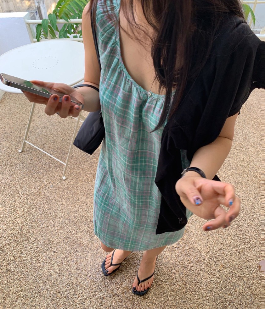 LIKEVAM韓國東大門直郵女士新品推薦人氣時尚休閑連衣裙格子LIKEVAM連衣裙