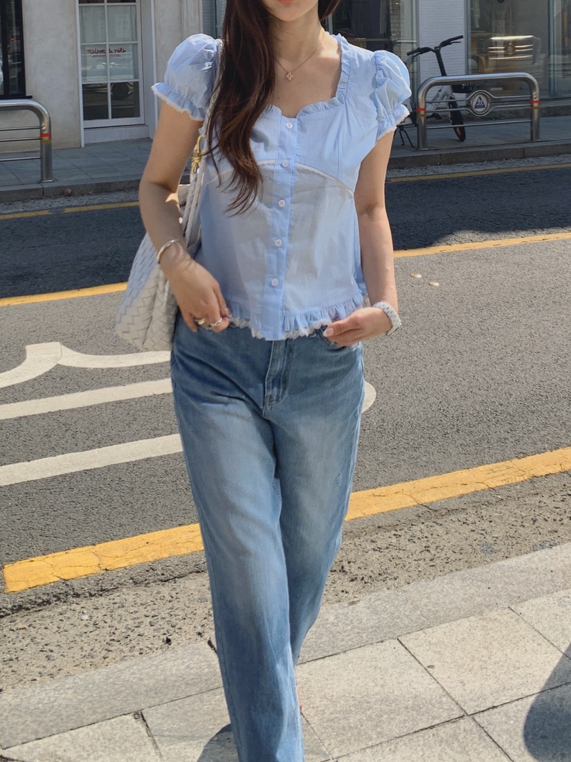 LA CREME韓國直郵女裝新款職業熱賣推薦人氣時尚襯衫蕾絲衫LA CREME襯衫/蕾絲衫