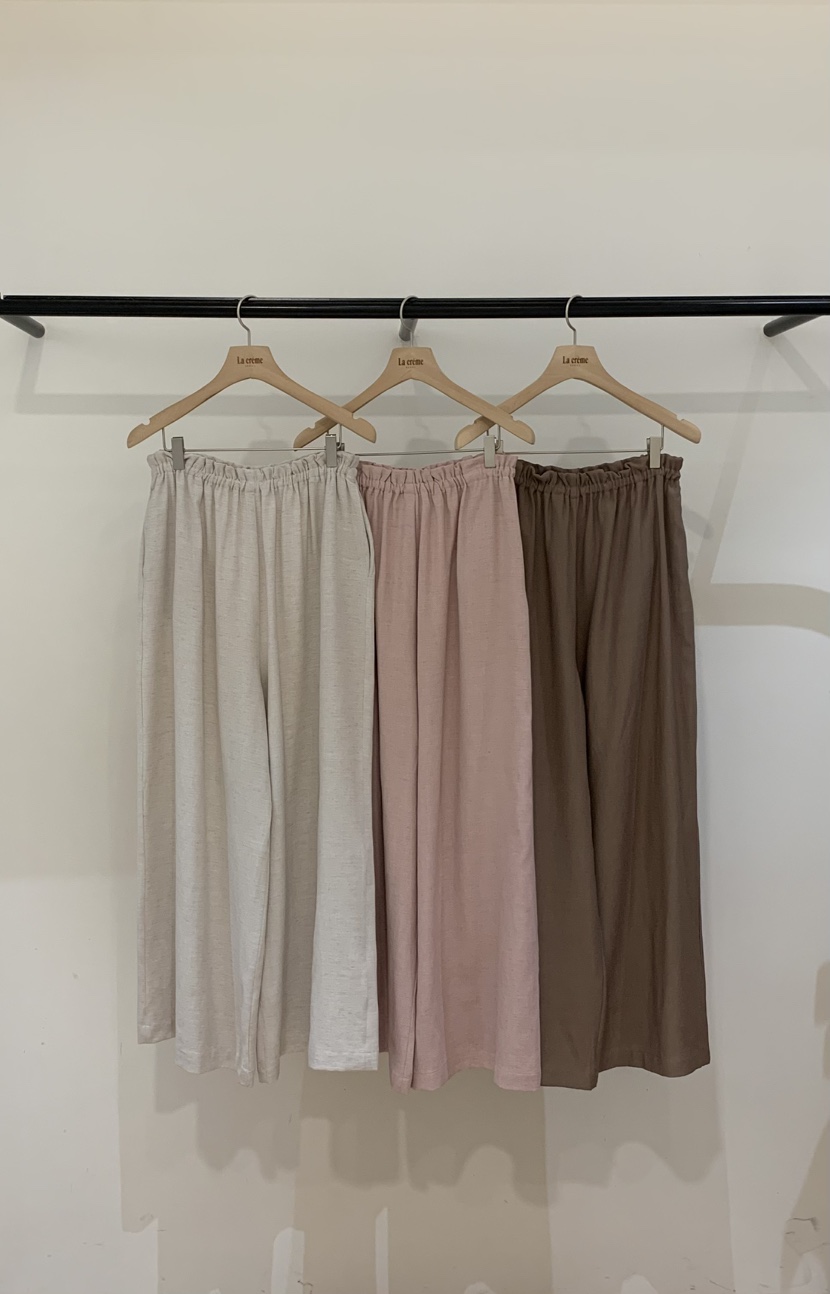 LA CREME韓國東大門直郵女裝新品26春夏熱賣休閑褲亞麻布LA CREME休閑褲