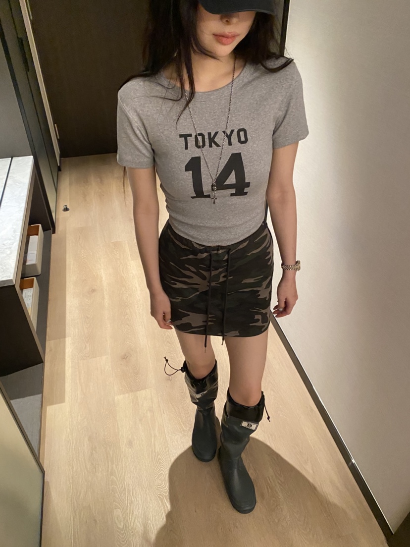 FOUREIGHT韓國東大門直郵女裝新款推薦熱賣人氣職業短裙迷彩FOUR EIGHT短裙