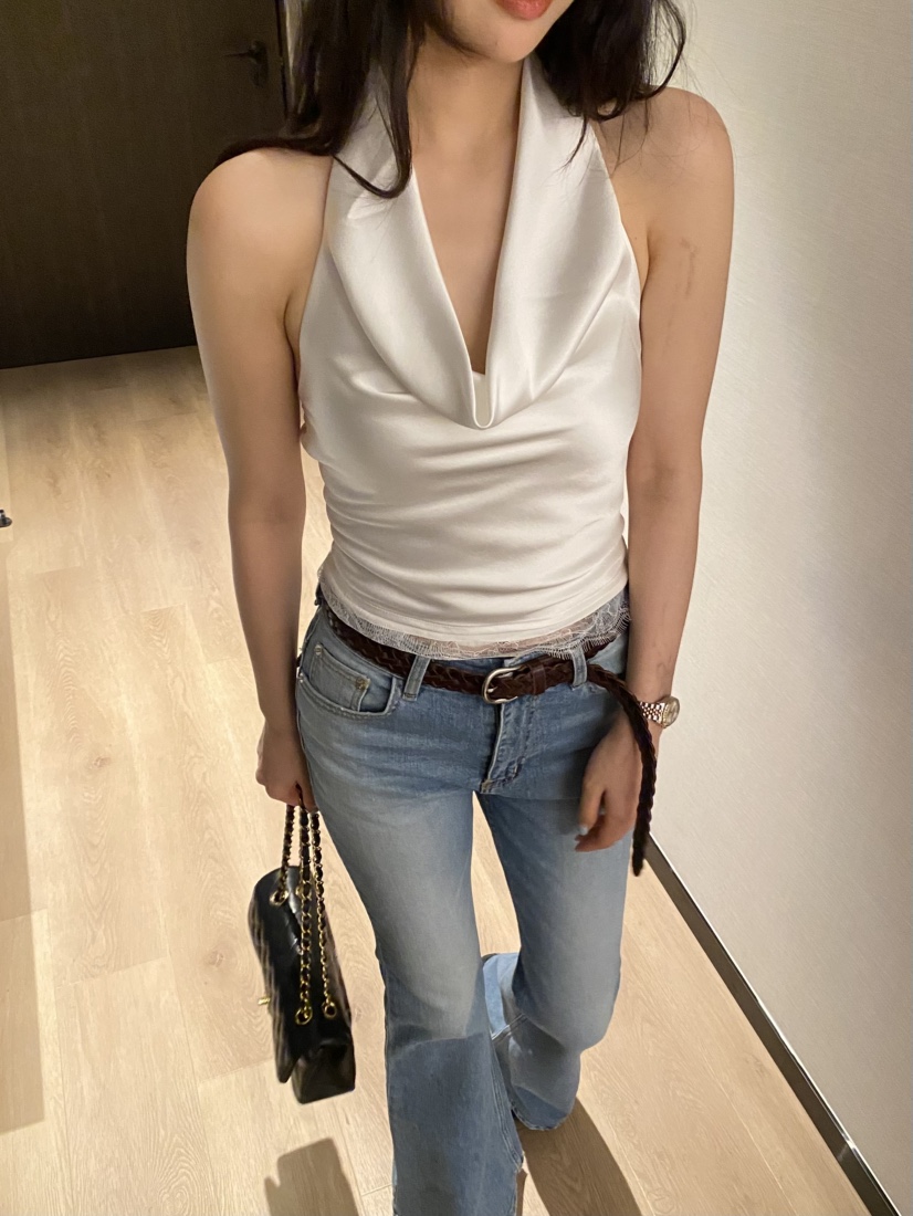 FOUREIGHT東大門實拍韓國女士新品職業吊帶背心露背無袖緞面FOUR EIGHT吊帶/背心