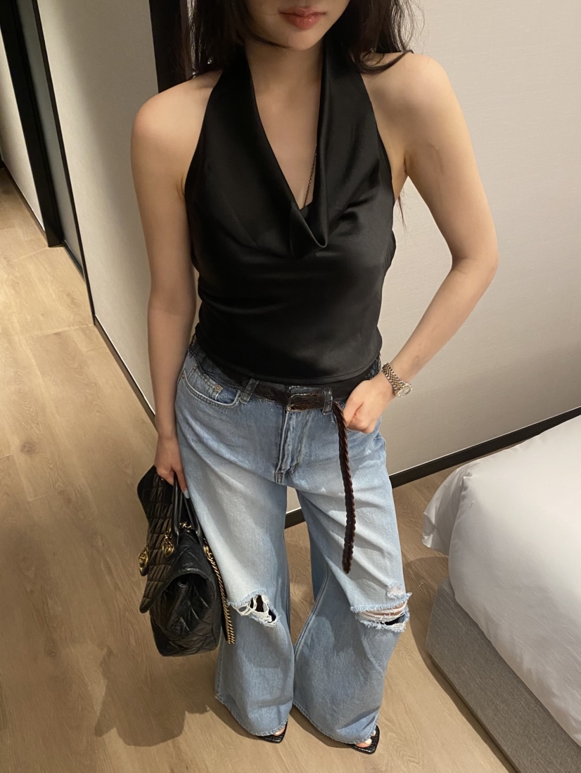 FOUREIGHT東大門實拍韓國女士新品職業吊帶背心露背無袖緞面FOUR EIGHT吊帶/背心