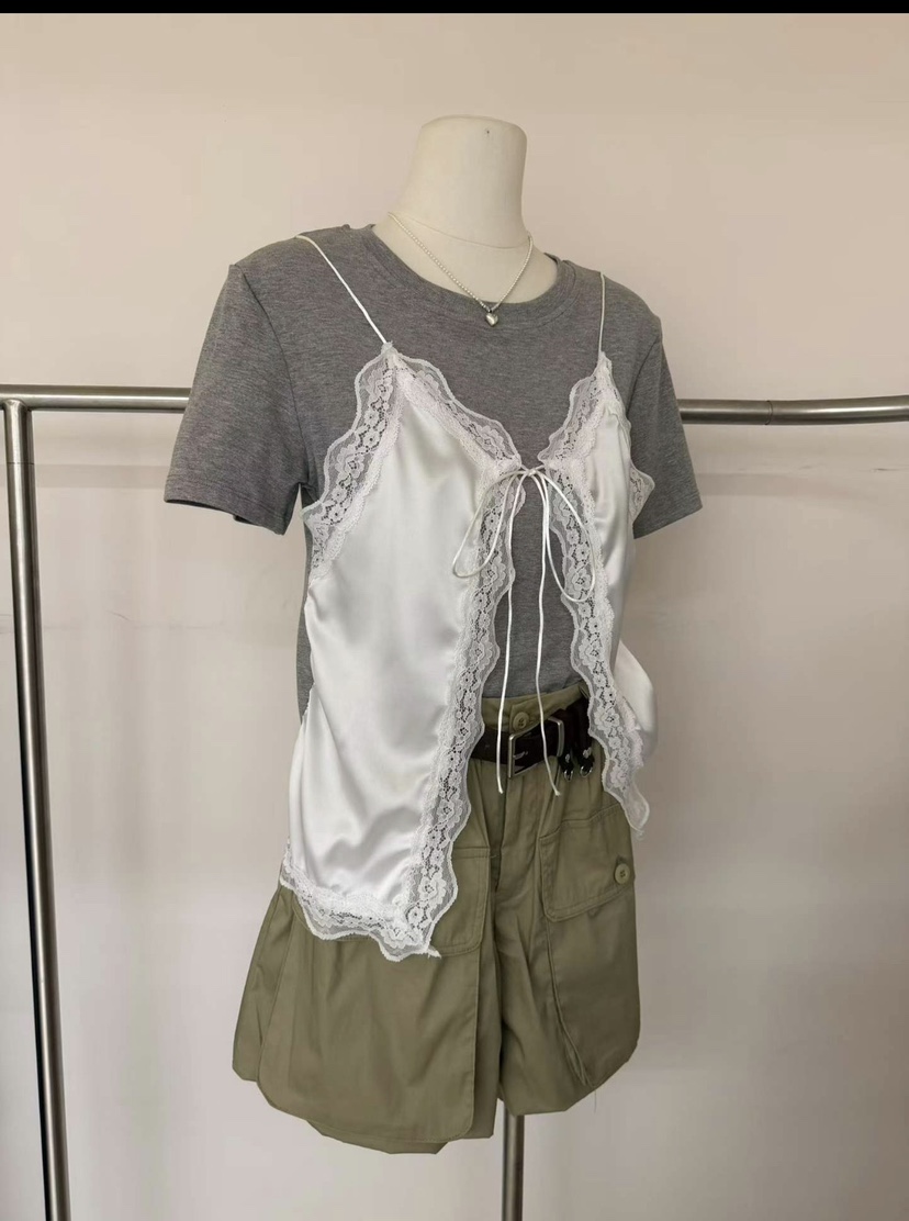 T STOR-티스토리-OT韓國代購女士新品26夏季人氣T恤蕾絲T STOR-2件起T恤