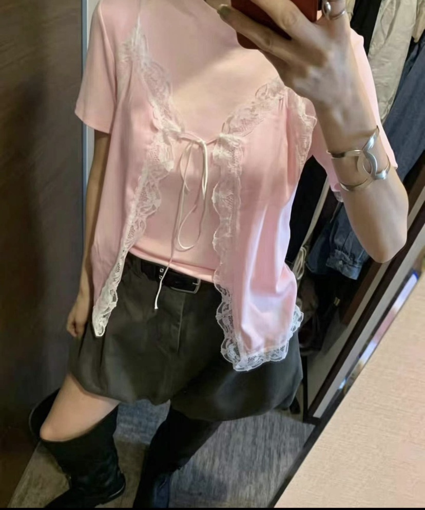 T STOR-티스토리-OT韓國代購女士新品26夏季人氣T恤蕾絲T STOR-2件起T恤