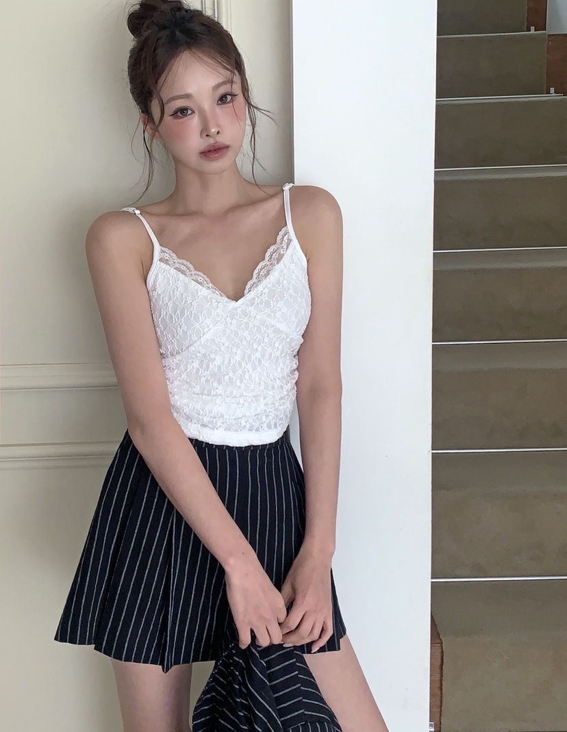 VERANDA韓國東大門直郵女士新品人氣26夏季休閑吊帶背心蕾絲VERANDA吊帶/背心