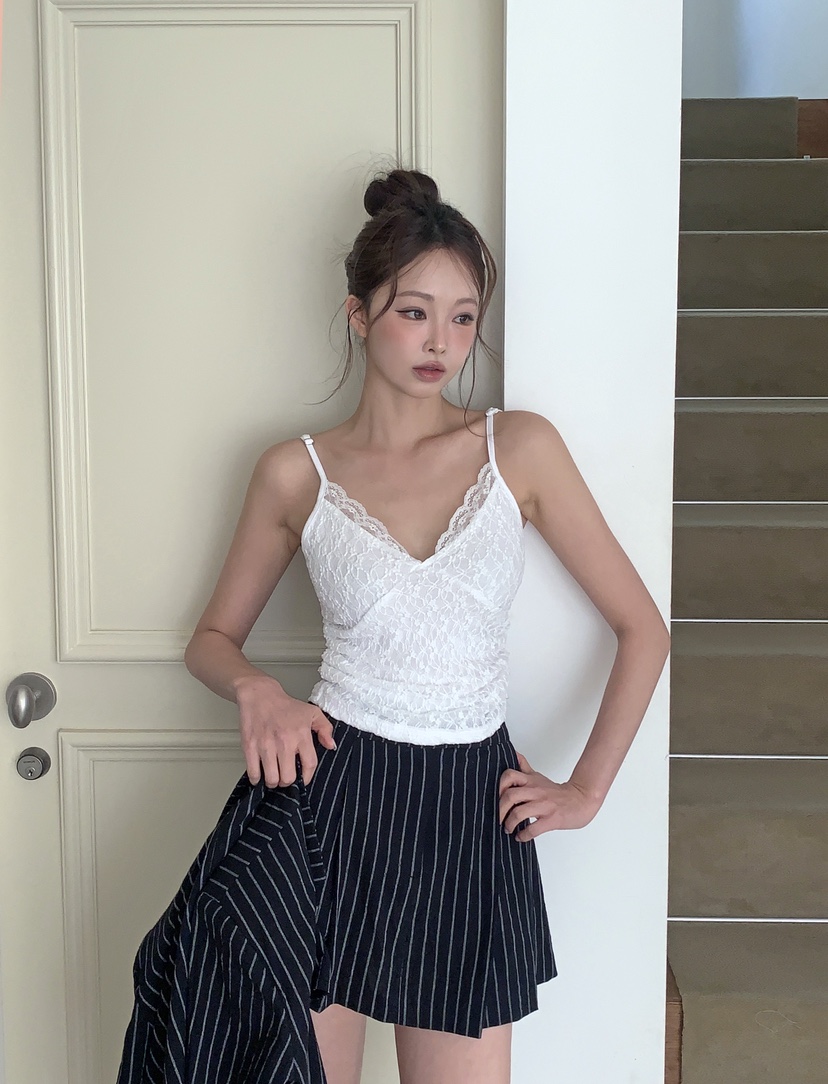 VERANDA韓國東大門直郵女士新品人氣26夏季休閑吊帶背心蕾絲VERANDA吊帶/背心