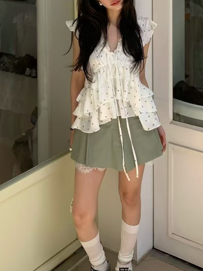 OLA韓國直郵實拍女士新款26夏季休閑26春夏職業襯衫蕾絲衫mellor/OLA襯衫/蕾絲衫