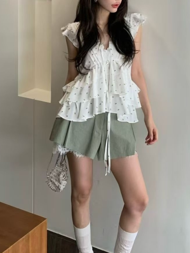 OLA韓國直郵實拍女士新款26夏季休閑26春夏職業襯衫蕾絲衫mellor/OLA襯衫/蕾絲衫