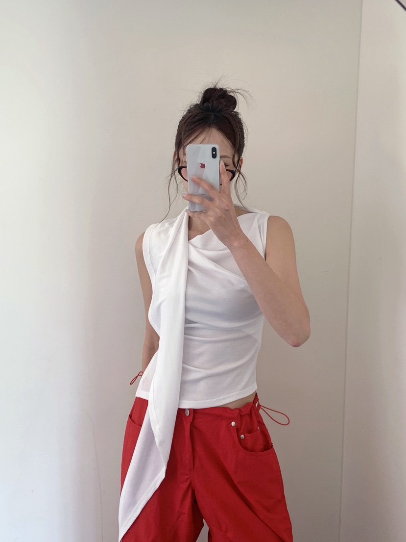 VERANDA韓國代購女裝新款休閑熱賣26春夏時尚吊帶背心不對稱VERANDA吊帶/背心