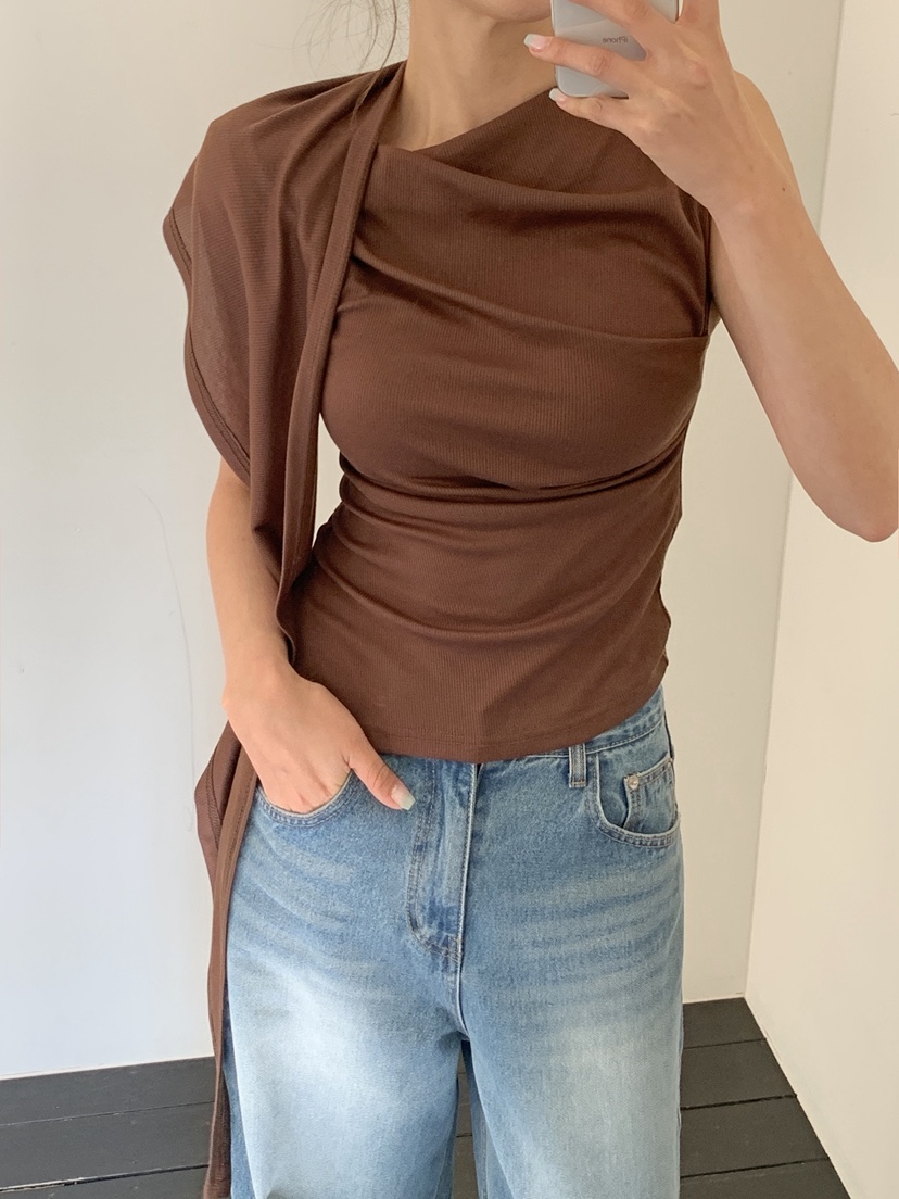 VERANDA韓國代購女裝新款休閑熱賣26春夏時尚吊帶背心不對稱VERANDA吊帶/背心